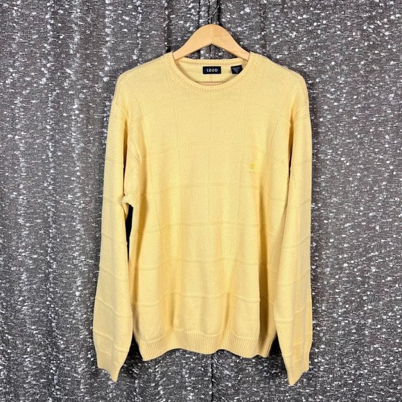 IZOD Men's Windowpane Sweater Yellow Size M - Picture 1 of 4